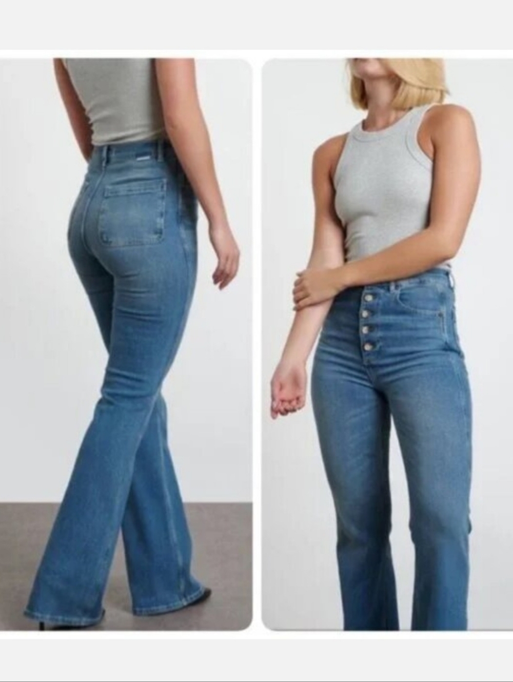 Boyish "The Ricky Flare" Blue High-Rise Button-Fly Wide Leg Jeans